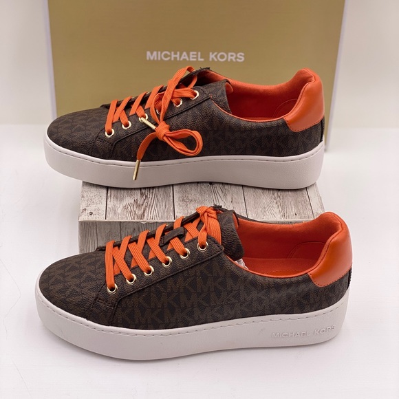 Michael Kors Poppy Lace Up Sneakers Tangerin - Picture 10 of 13